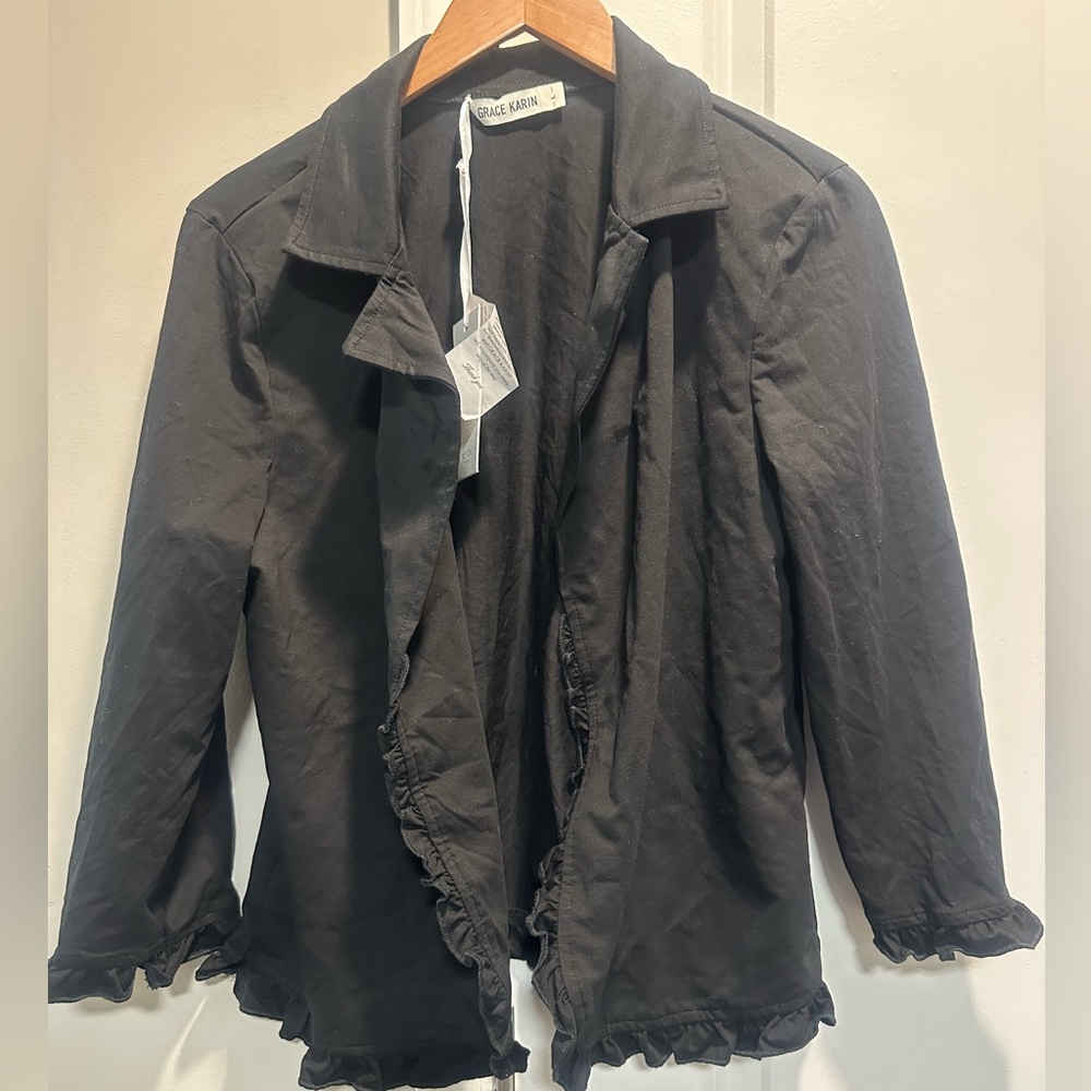 Grace Karin NWT black blazer open front‎ size large
